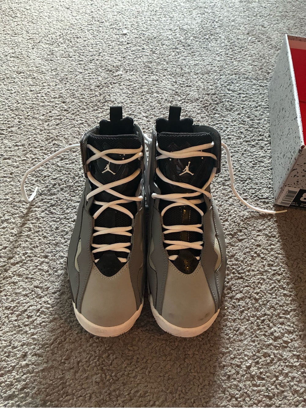 Jordan High-Top Sneakers in Gray, Black and White
